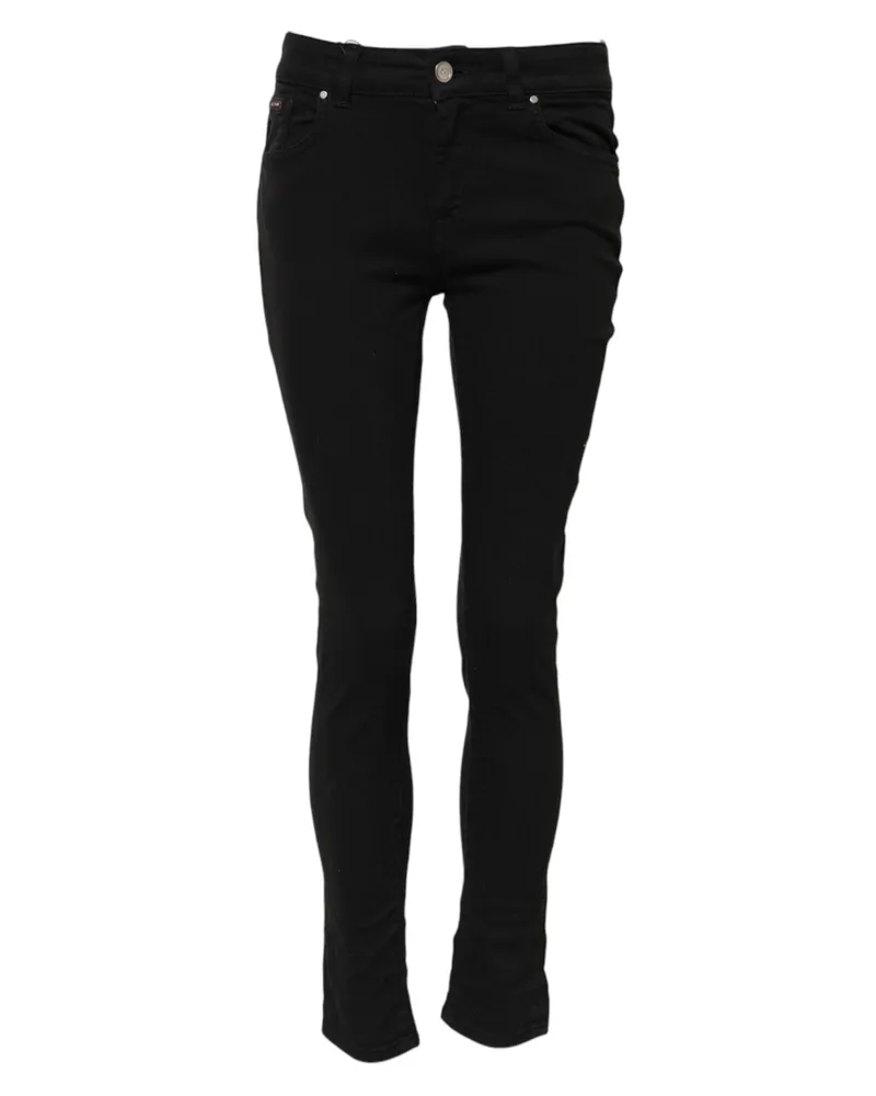 Dolce & Gabbana Women's Black Cotton Skinny Mid Waist Denim Jeans Elastane Clothing Black