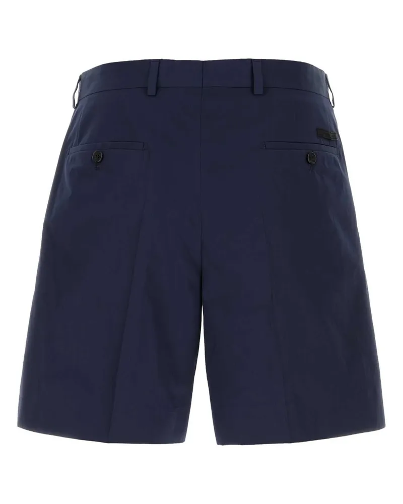 Prada Men's Dark Blue Poplin Bermuda Shorts Navy Exterior: Cotton Navy