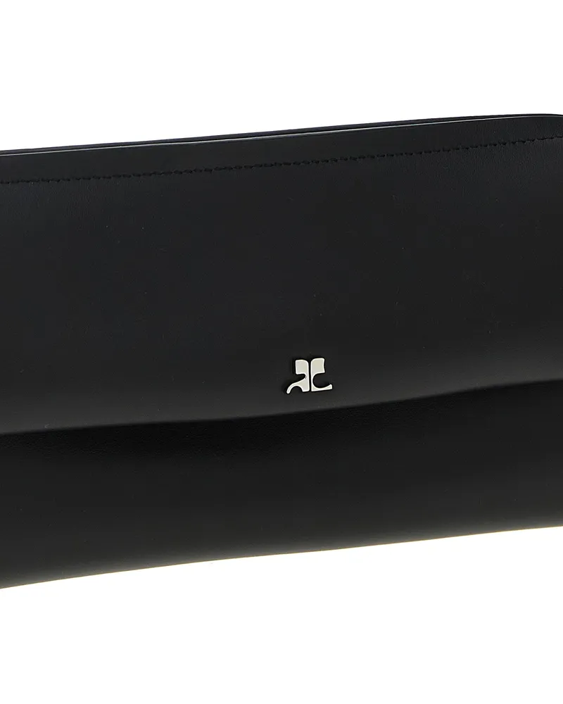 Courrèges Smooth Calf Leather Clutch — Black Black