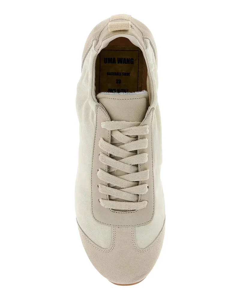 Uma Wang Suede-Panelled Low-Top Sneaker — Beige Beige