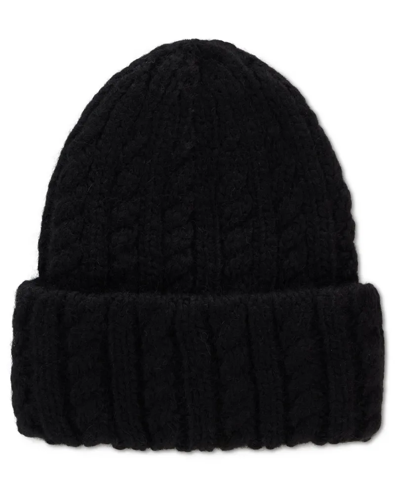 Moncler L20933B00031 Ribbed Knit Alpaca Wool Beanie — Black Black