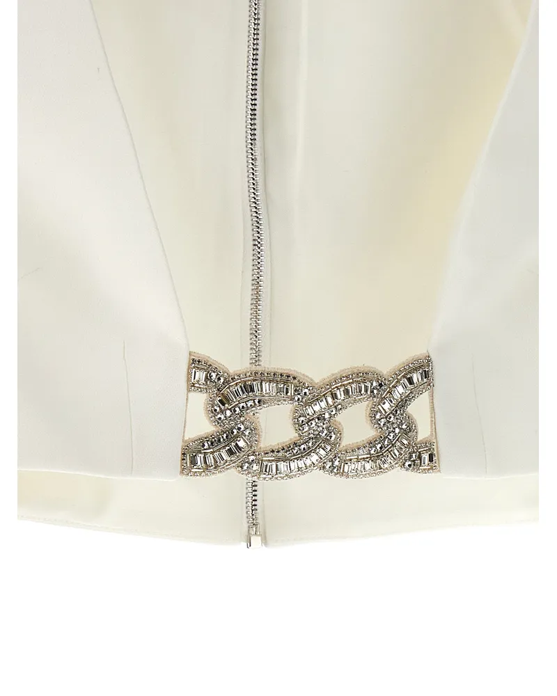 David Koma Crystal Chain Detail Top — Cream Cream