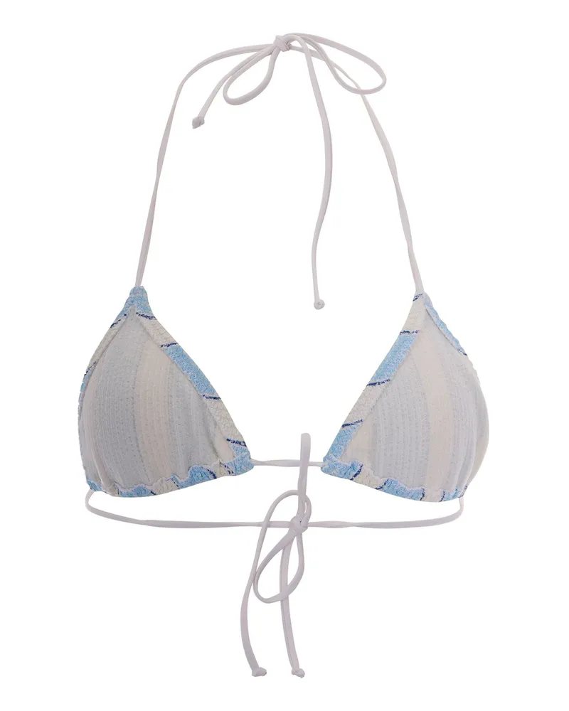 MC2 Saint Barth Women's Bikini Top Leah Blue Stripes Polyamide One-Pieces Blue