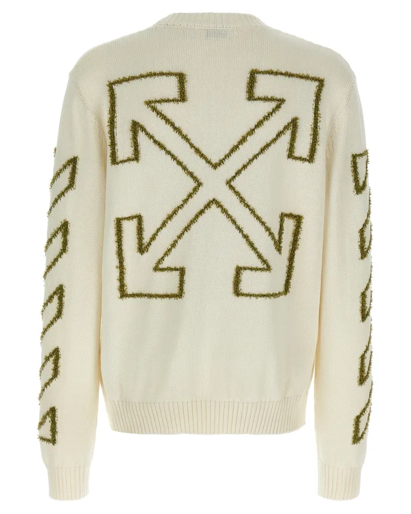 OFF-WHITE Diag Outline Knit Sweater — Cream Cream
