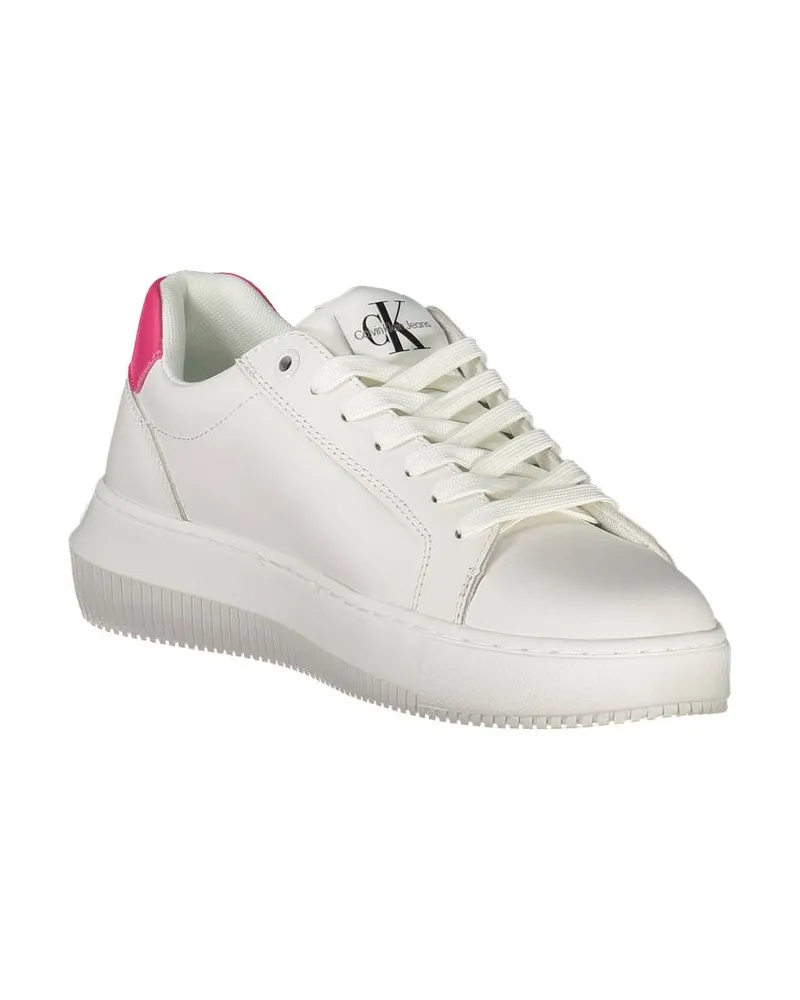 Calvin Klein Leather and Polyurethane Sneaker — White White
