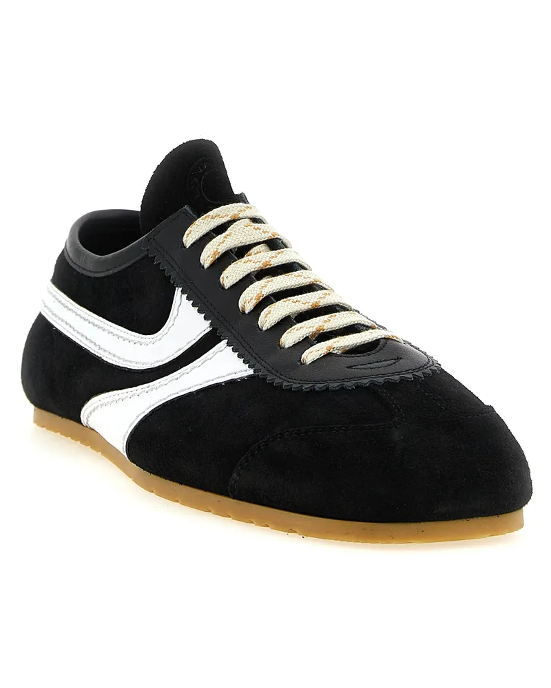 Dries van Noten Bicolor Calfskin Sneakers — Black Black
