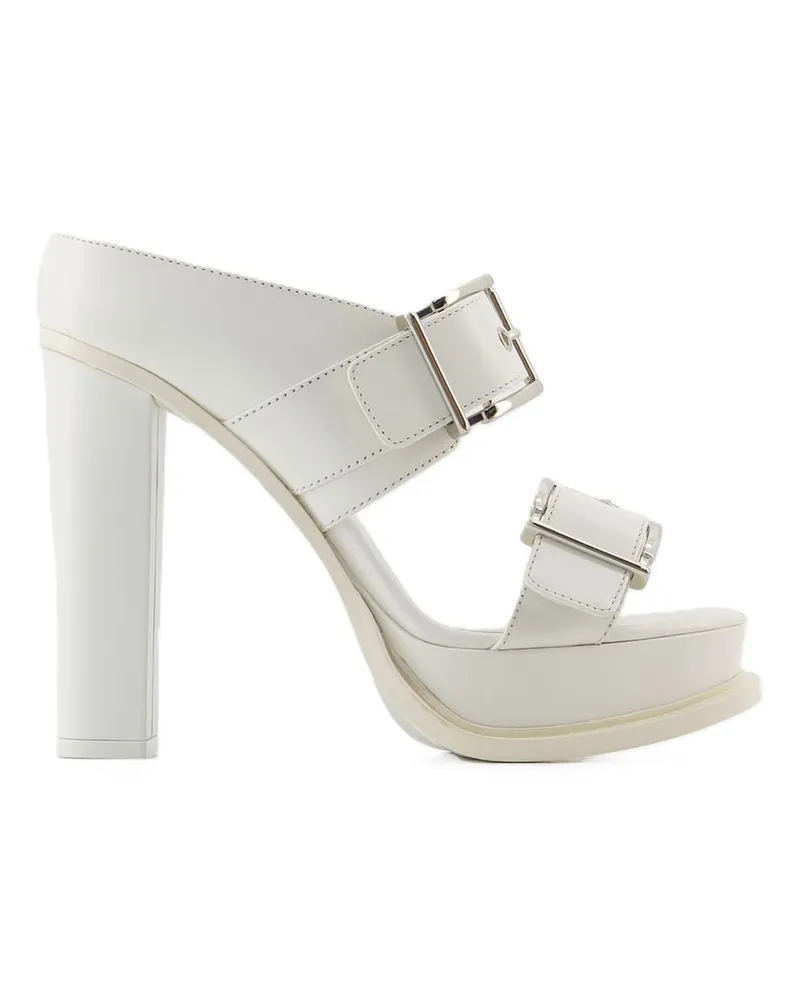 Alexander McQueen Women's Leather Platform Sandal Heel White White