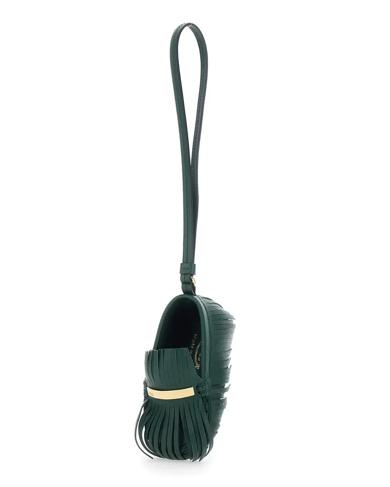 TOD'S Women's Fringe Pendant Green Leather Calf Accessory Green