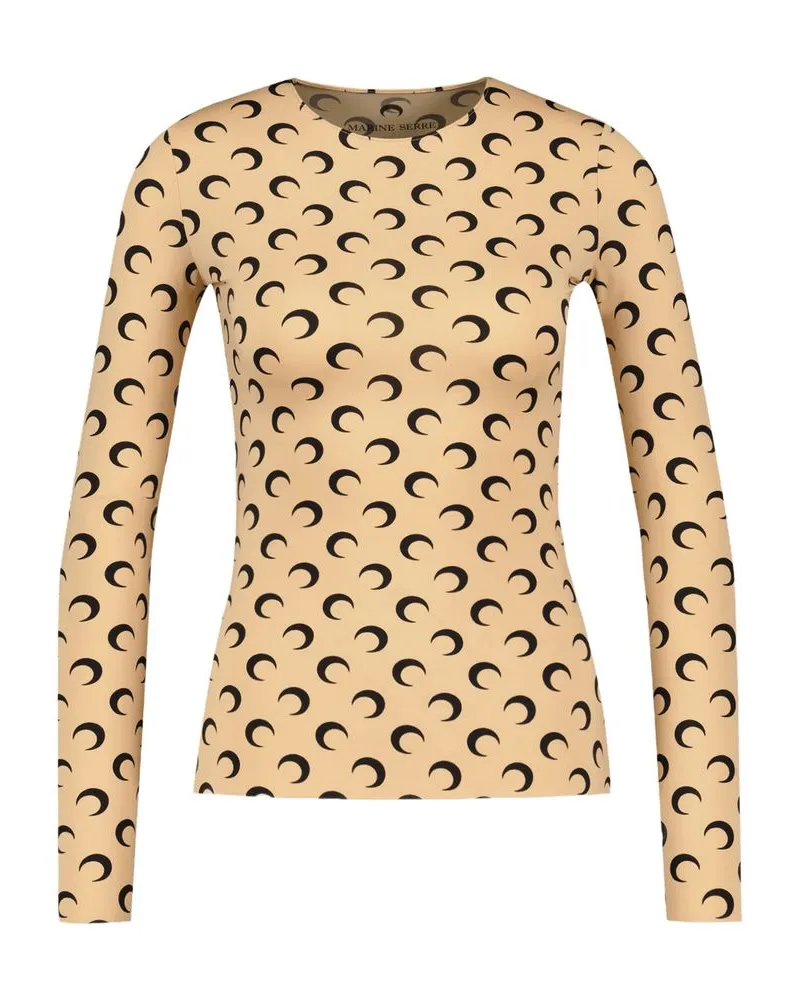 Marine Serre Women's Moon-Patterned Cotton T-Shirt Beige Beige