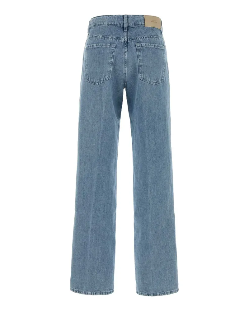7 for all mankind Women's Denim Stove Pipe Jeans Azzurro Exterior: Cotton Linen Blue