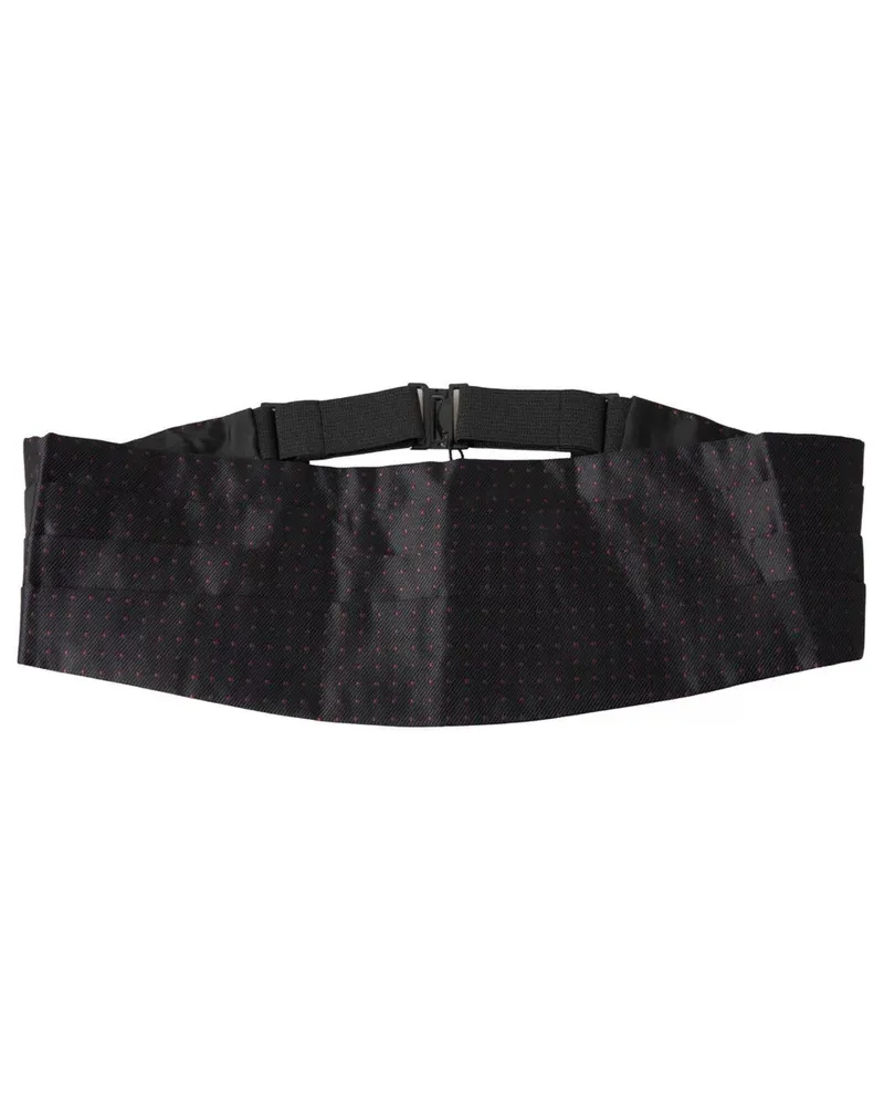 Dolce & Gabbana Men's Black Silk Dotted Waist Tuxedo Belt Cummerbund Black