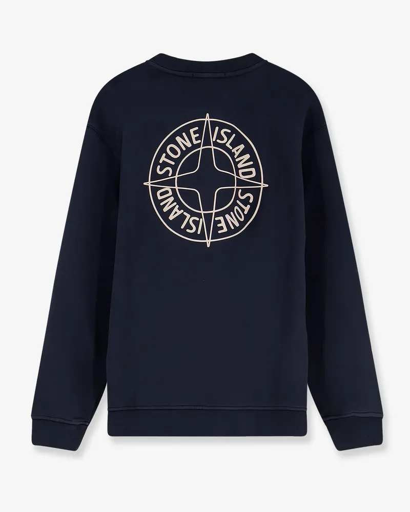 Stone Island Men's Cotton Sweatshirt With Embossed Logo Blue Sweatshirts Sweater Navy