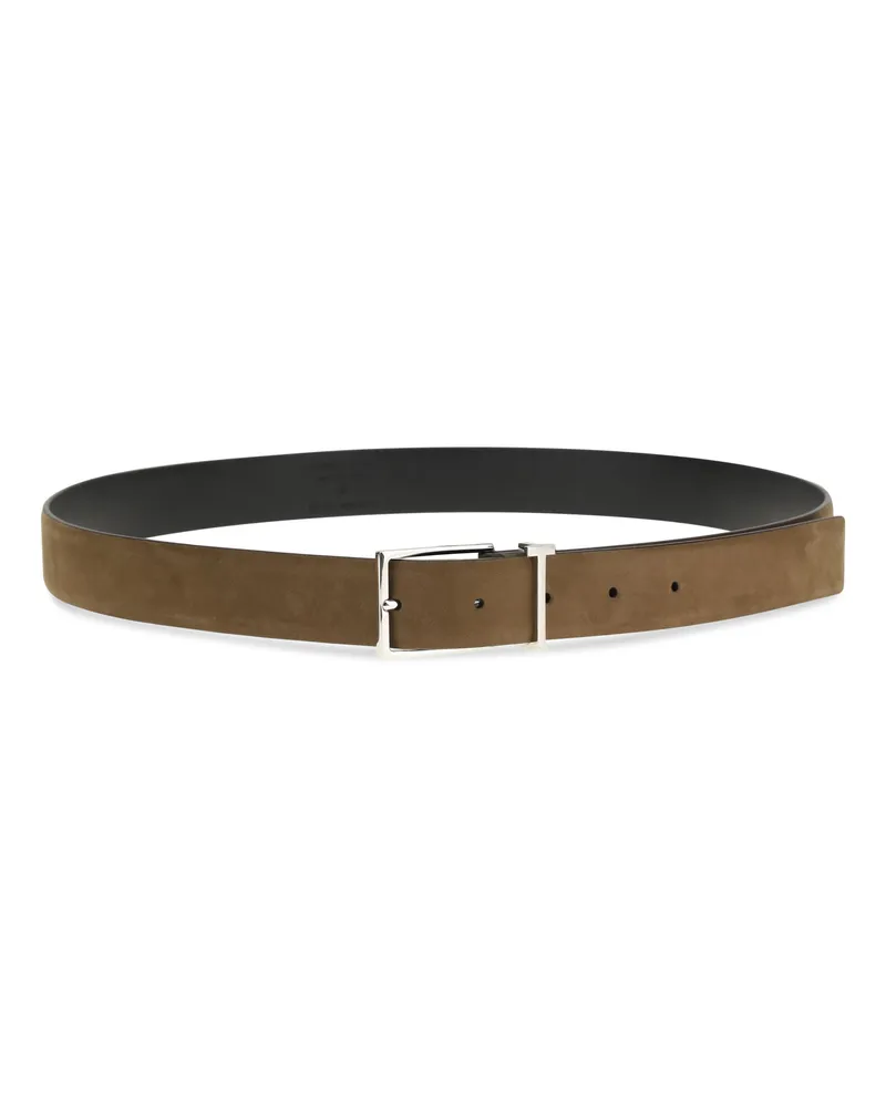 Tom Ford Men's Suede Belt Olive Brown Calf Leather Brown