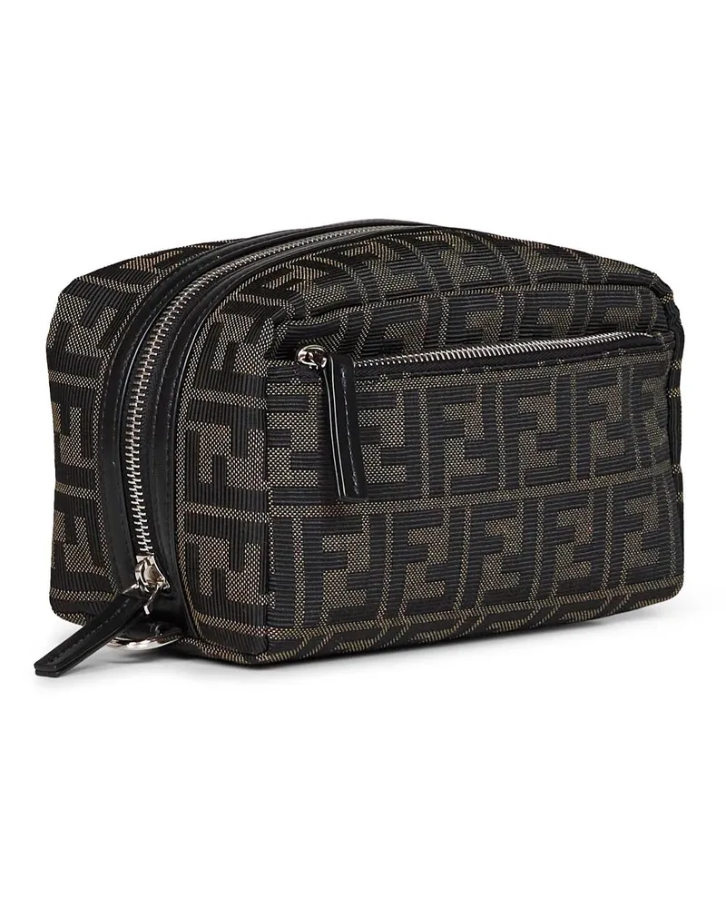 Fendi Double-Zip Woven Jacquard Clutch — Brown Brown