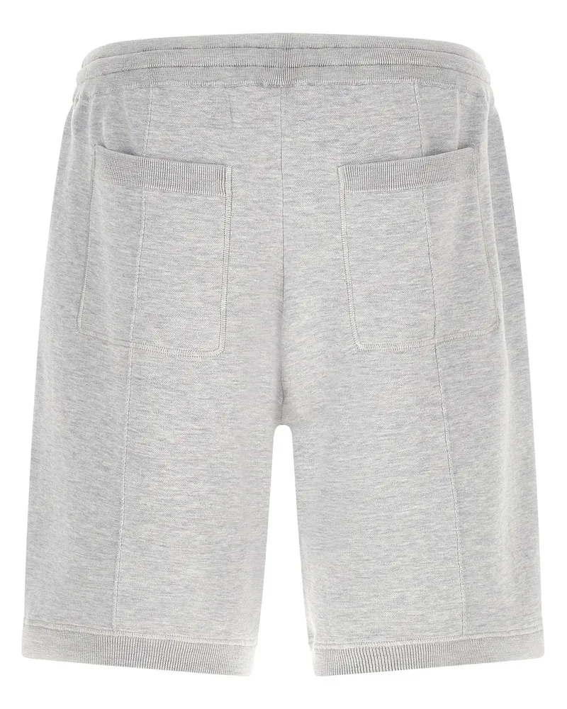 Brunello Cucinelli Double Knit Silk-Cotton Bermuda Shorts — Gray Gray