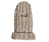 Men's Beige Wool Knitted Ski Mask Balaclava Hat Virgin Nylon