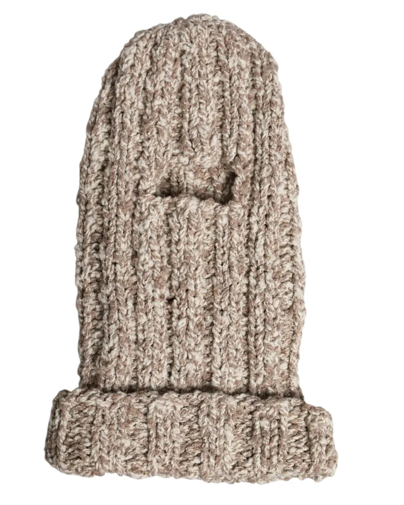 Dolce & Gabbana Men's Beige Wool Knitted Ski Mask Balaclava Hat Virgin Nylon Beige