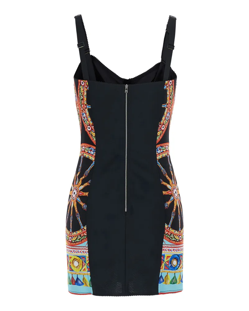 Dolce & Gabbana Women's Mini Dress Multicolour Carretto Print Cotton Blend Multicolor