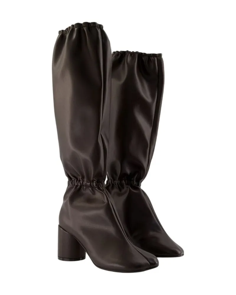 Maison Margiela Gathered Shaft Synthetic Boot — Brown Brown