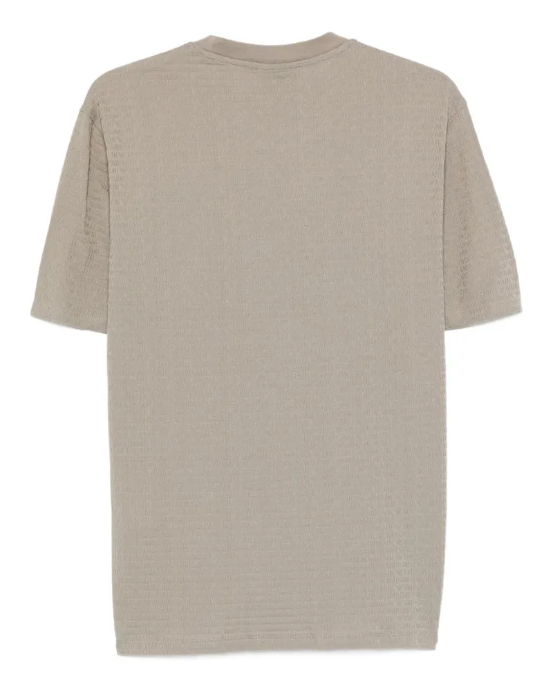Emporio Armani Textured Cotton T-Shirt — Beige Beige