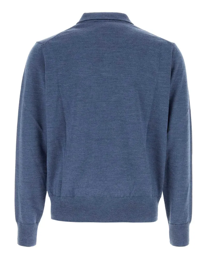 Vivienne Westwood Men's Air Force Blue Wool Mark Polo Shirt Aw26denimblue Exterior: Maglie Sweater Blue