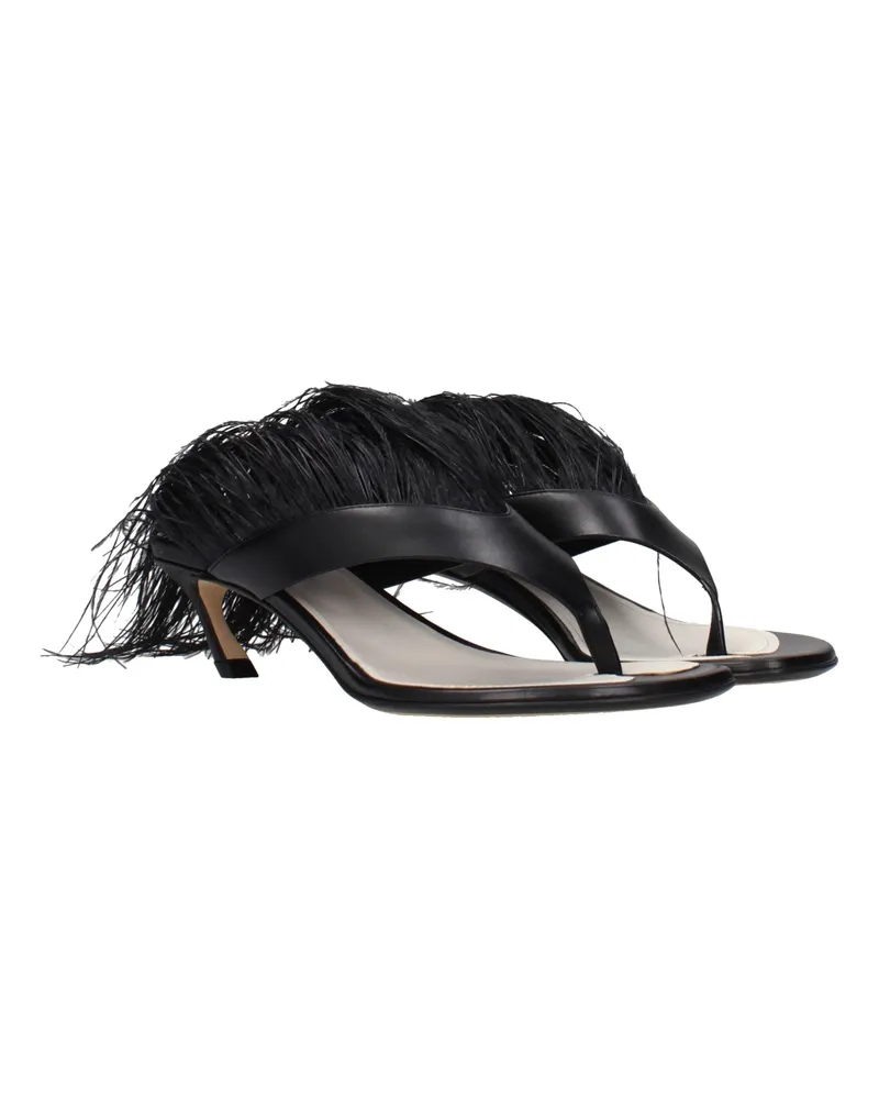 Lanvin Women's Black Leather Flip-Flop Sandals Black