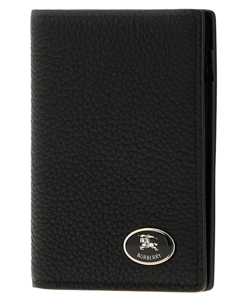 Burberry Men's Black Leather Card Holder Exterior: Calf Portafogli Wallet Black