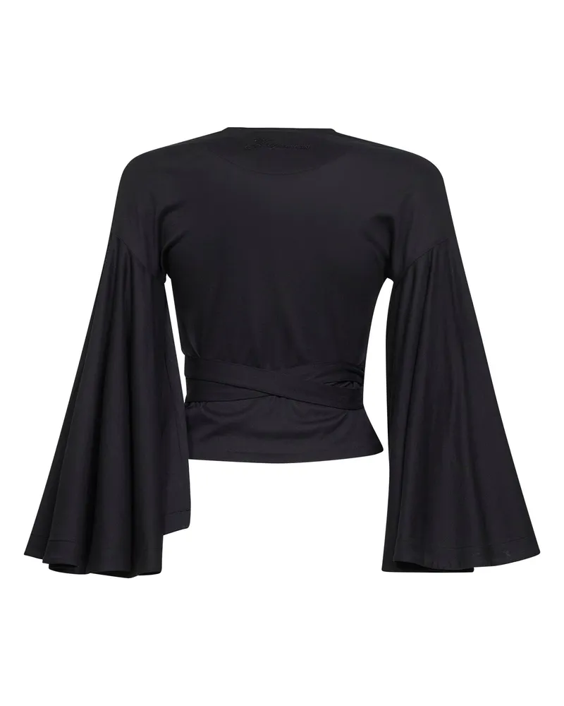 Jacquemus Women's Wrap Top Ventadau Black Jersey Textile Paper Tops Black