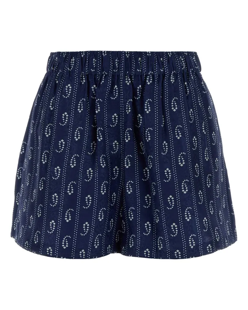 Tory Burch Women Printed Satin Shorts 401 Navy