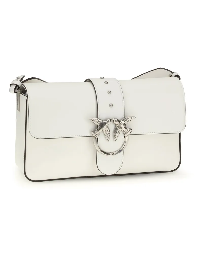 Pinko Women's Shoulder Bag Love One White Nembo-Old Silver Leather White