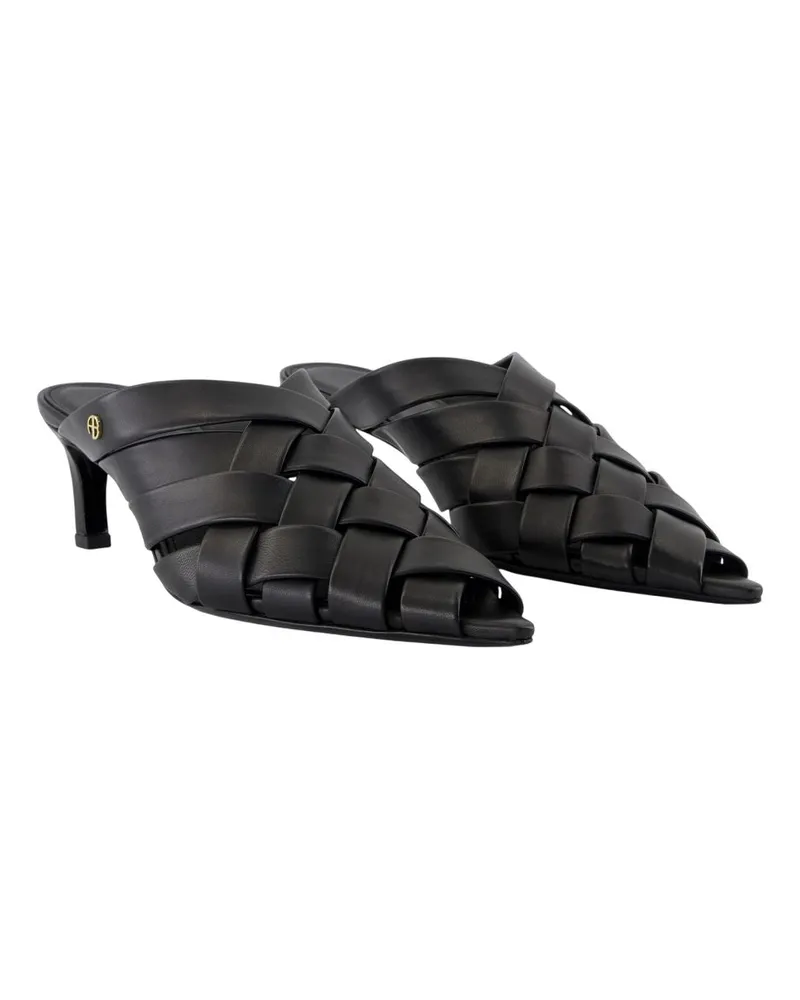 Anine Bing Women's Eve Mules Black Sandals -  Leather Calfskin Shoes Black