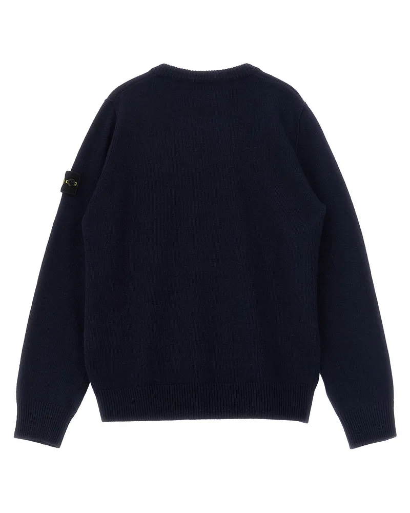 Stone Island Badge Logo Wool Blend Sweater — Navy Navy