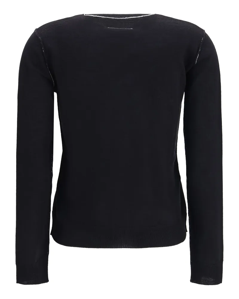 Maison Margiela Women's Button Cardigan Wool-Blend Black Fleece Wool (ovis Aries) Sweater Black