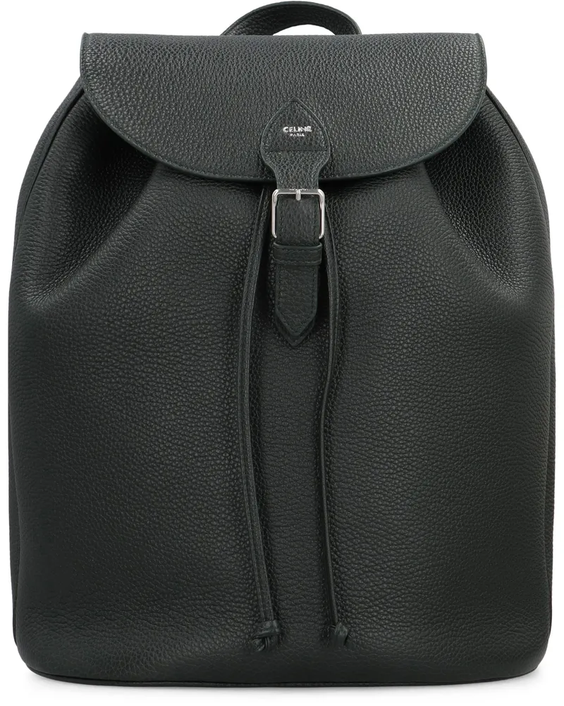 Celine Pebbled Calfskin Backpack — Black Black