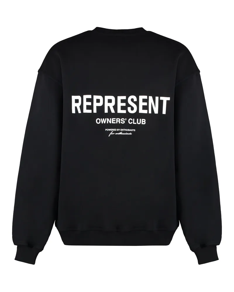 REPRESENT Crew-Neck Cotton Sweatshirt — Black Black