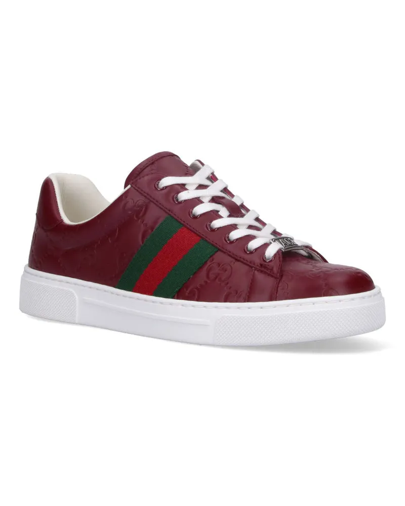 Gucci Women's Sneakers Red Fabric: Viscose Burgundy