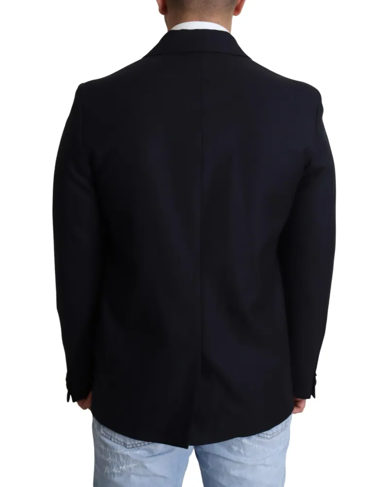 Dolce & Gabbana Men Dark Blue Wool Single Breasted Coat Jacket Virgin Clothing Navy