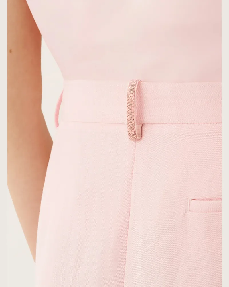 Fabiana Filippi Women's Double-Pleat Wide-Leg Trousers Ss26 W Pink