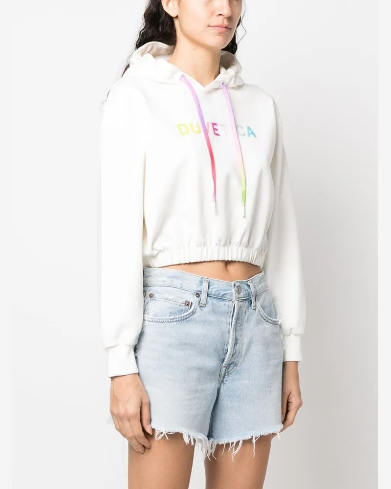 Duvetica Logo-Print Cropped Hoodie — White White