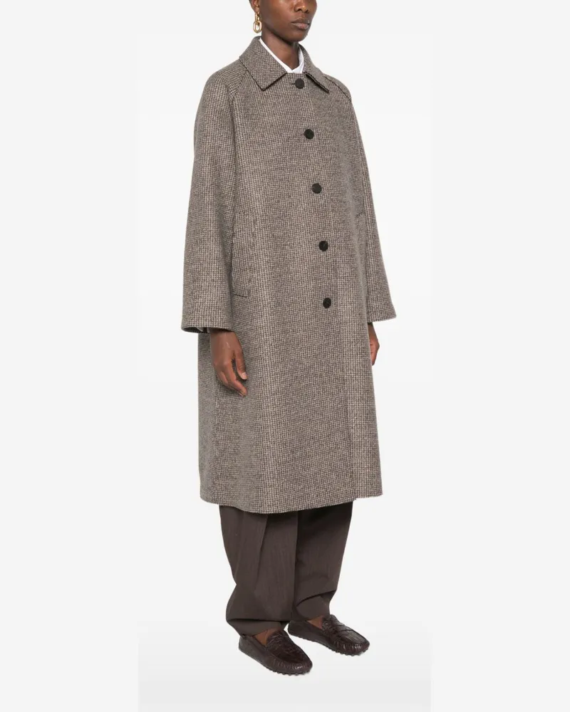Harris Wharf London Wool and Cashmere Houndstooth Coat — brown Brown