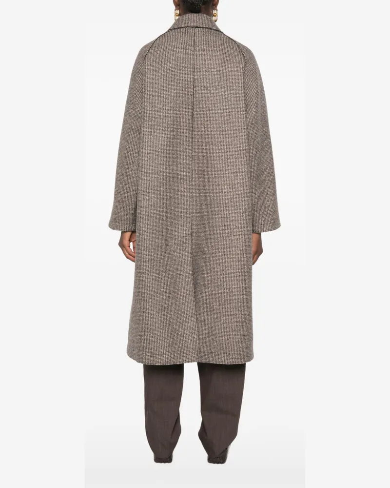 Harris Wharf London Wool and Cashmere Houndstooth Coat — brown Brown