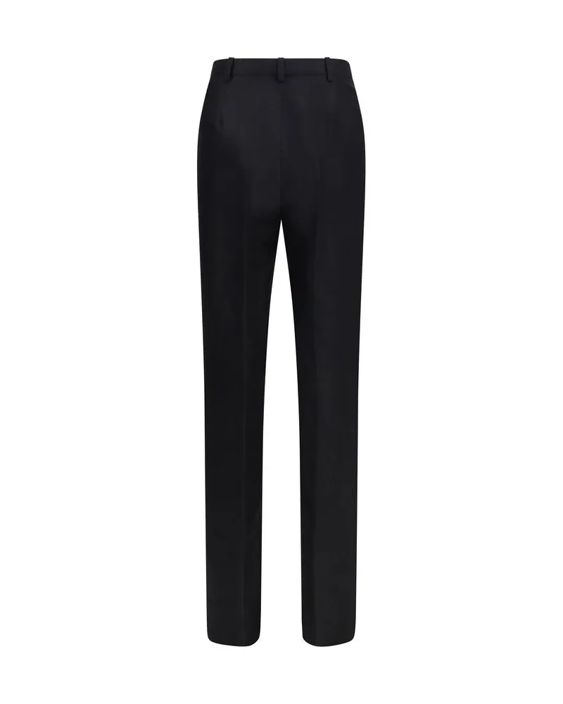 Gucci Women Black Silk Dress Pants Black