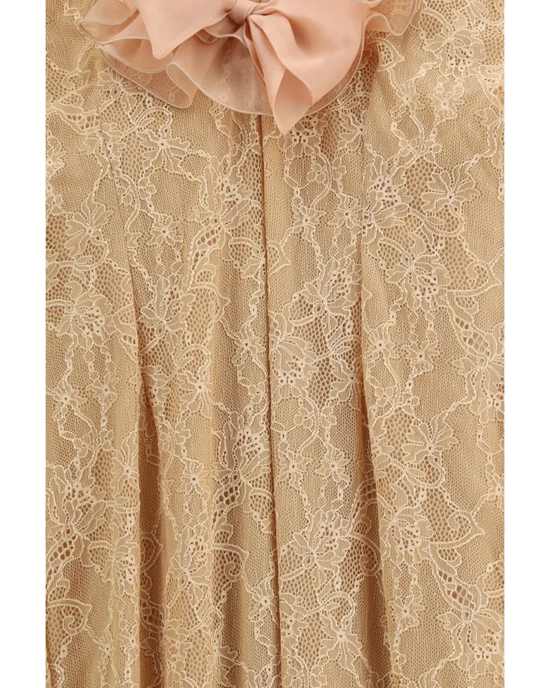 Alessandra Rich Women's Evening Dress Stretch Lace Nude Polyamide Beige