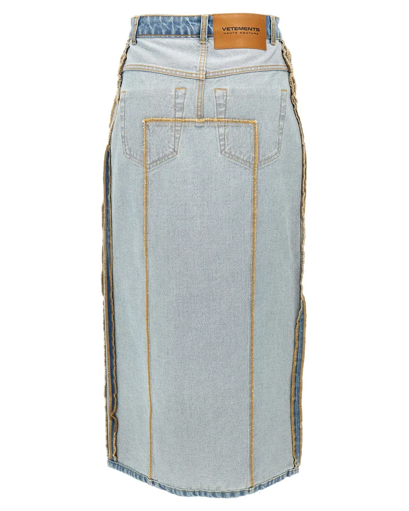 VETEMENTS Inside-Out Cotton Denim Skirt — Blue Blue