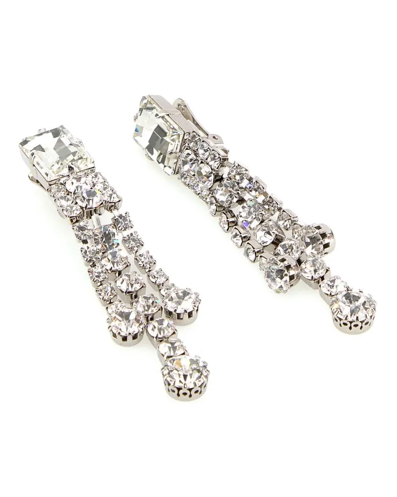 Alessandra Rich Women's Embellished Metal Earrings Crysilver Brass Glass Clear