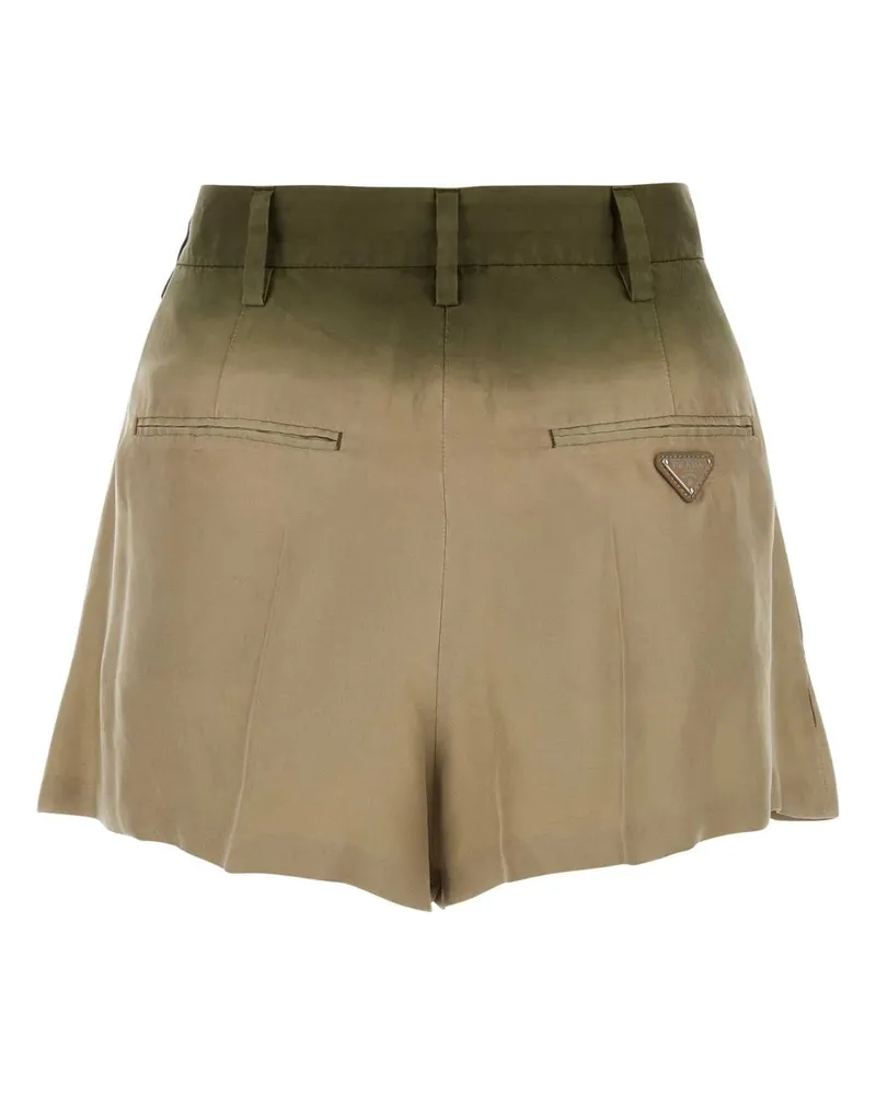 Prada Women's Sage Green Silk Shorts Corda Exterior Beige