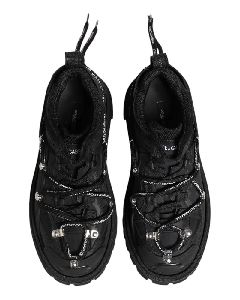 Dolce & Gabbana Men's Black Low Top Lace Up Trekking Sneakers Shoes Black