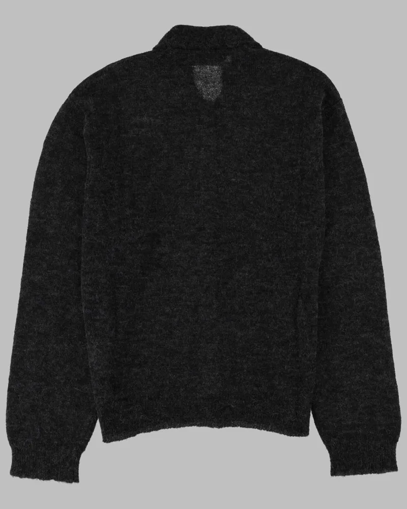 Our Legacy Fuzzy Alpaca Blend Polo Shirt — Gray Gray