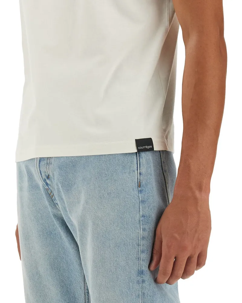 Courrèges Logo-Embroidered Cotton T-Shirt — White White