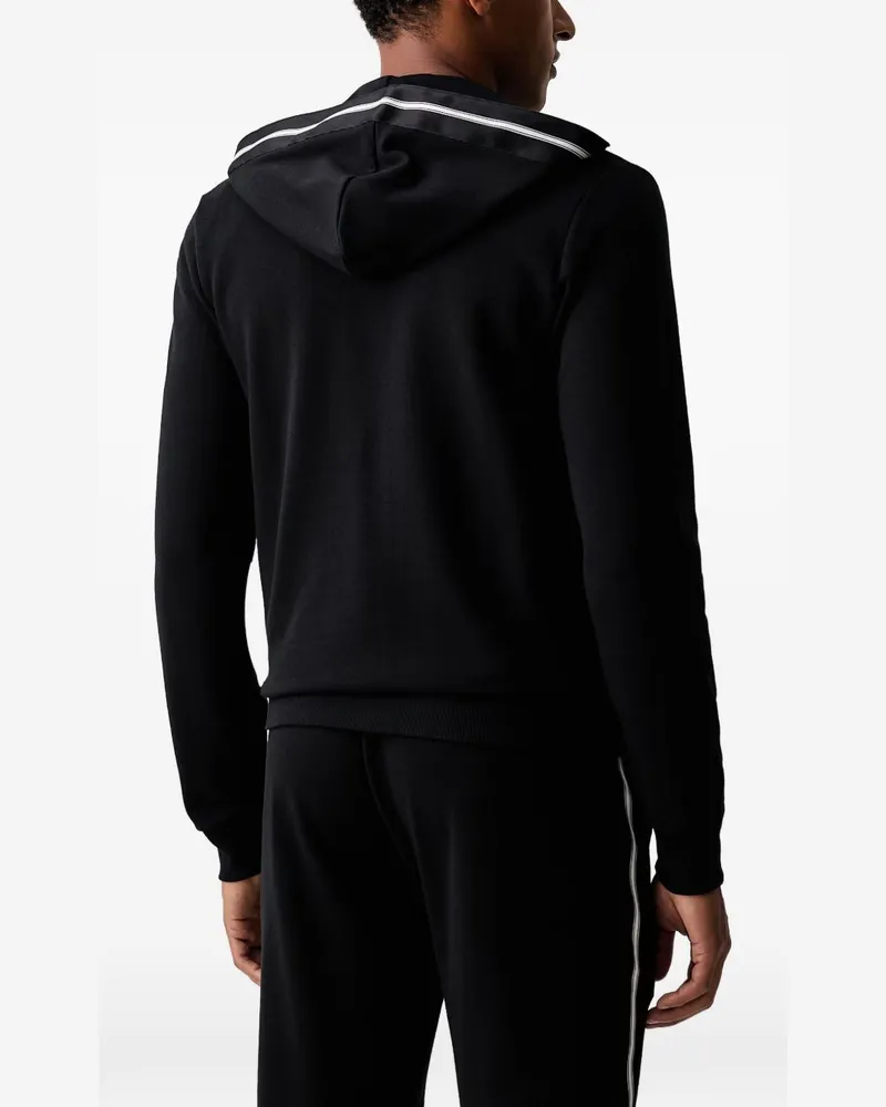 Emporio Armani Embroidered-Logo Zip-Up Sweatshirt — Black Black